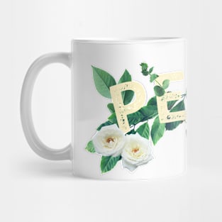 PEACE Letters with Flowers Mug